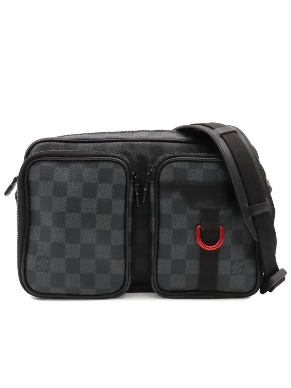 Louis Vuitton Utility Messenger Shoulder Bag Black Damier Graphite
